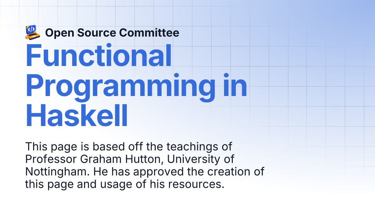 Functional Programming in Haskell | Open Source Committee